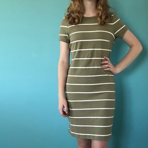 Green and white striped dress